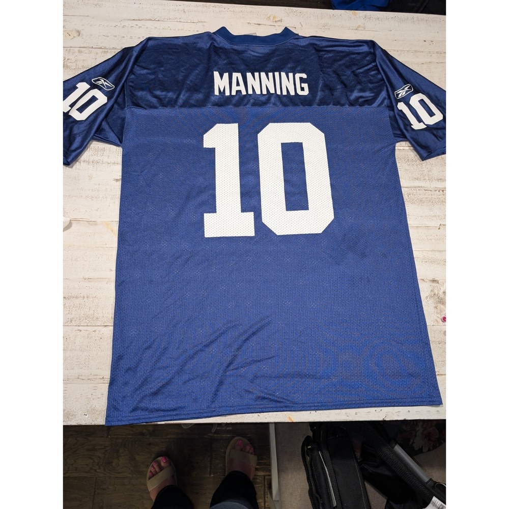 Vintage Y2K New York Giants Manning NFL Football Blue Large Jersey